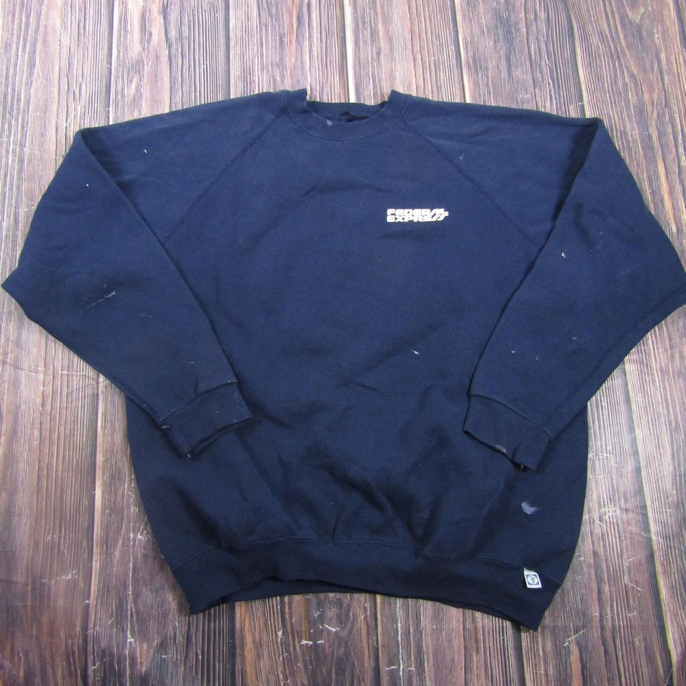 Vintage Federal Express Sweatshirt Mens XL Blue Pullover Fleece Crewneck Logo